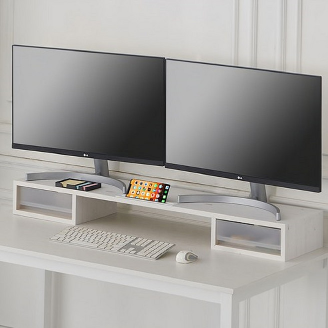 우드웰 스토리 서랍형 듀얼 모니터 받침대 MT-01, Wash 2개