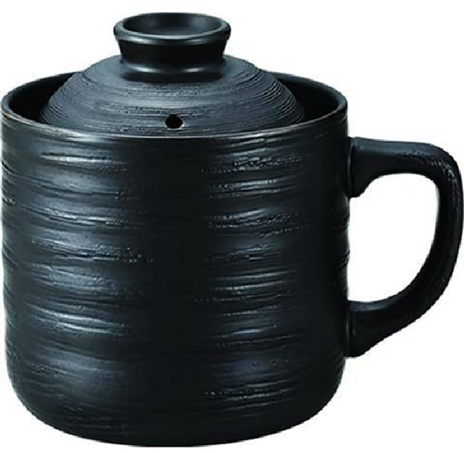 카쿠시 1인 밥솥 죽 라이스 쿠커 전자레인지 도자기 머그컵 블랙 1개