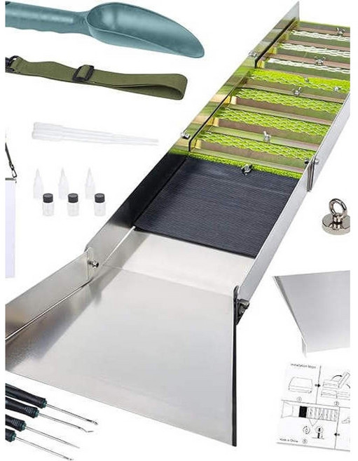 채취장비 사금 슬루이스 패닝 휴대용 도구 채집 슈트 슬립골드슬롯, B. 슬립 골드 트로프, 01.골드 슈트, 1개