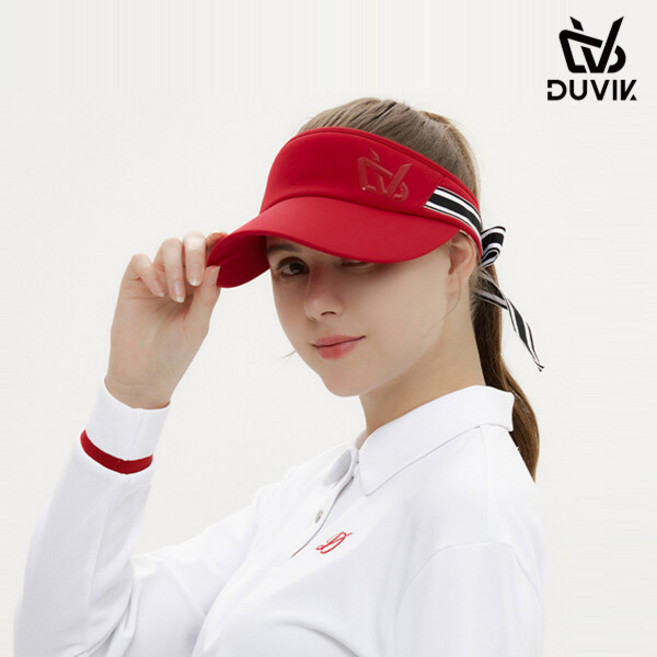 듀빅 여성 리본 테이프 배색 썬바이저 DC2WAP001RD, FREE, 레드