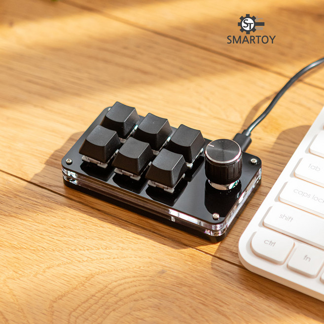 스마토이 매크로 키보드 커스텀 한손 단축 포토샵 영상 편집, 블랙, 단축키보드 6키, 적축