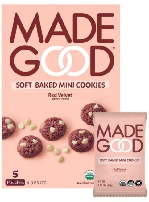 Made Good 케이크 스낵 메이드굿 레드벨벳 소프트 베이크 쿠키 0.85온스개당, 1개
