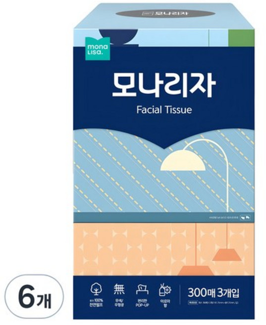 모나리자 펄프 미용티슈 2겹, 300개입, 18개
