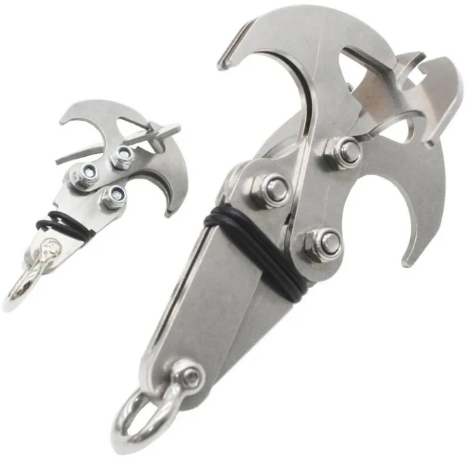 야외 등반용 후크 304 스테인리스 스틸 내구성 생존용 접이식 중력 암벽 헤비 클로 플라잉 타이거, 1개