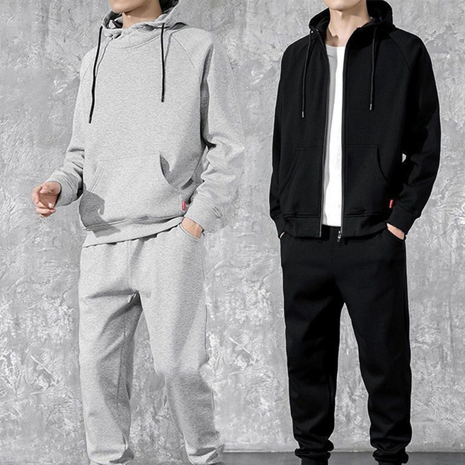 남성 멋진 솔리드 캐주얼 가을 겨울 후드 맨투맨 조기 팬츠 심플 편안한 데일리 수수한 트레이닝 세트