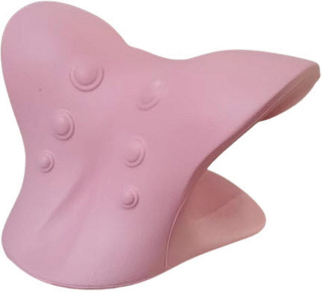 경추 목 스트레칭 베개, 핑크, 1개