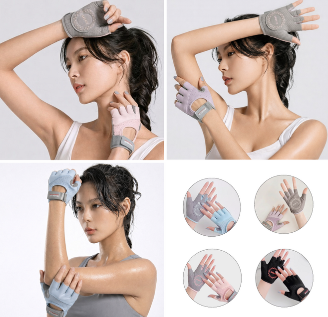 여자 헬스장갑 손바닥 보호대 웨이트 여성용 반장갑, 블루, 1개