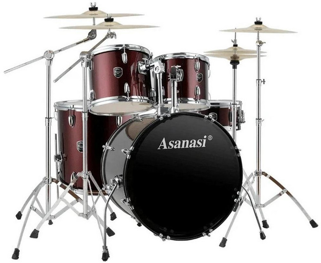 버스킹용드럼 성인용 전문 어쿠스틱 재즈 드럼 키트 높은 음질 수준, 7) 5 drums and 4, 1개