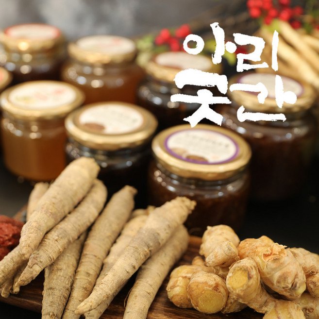조청 선물세트(대 1kg 1kg 2개입) 생강 / 도라지 / 무 / 도라지더덕 명절선물세트 답례품 설날선물세트 여수 향일암 아리곳간, 생강+생강, 1세트, 2kg