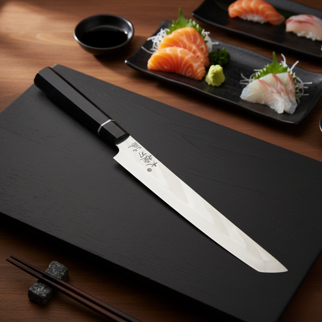 명장 조상진 대첩도 다마스커스칼 야나기바 사시미칼 회칼, 흑단나무, 1개