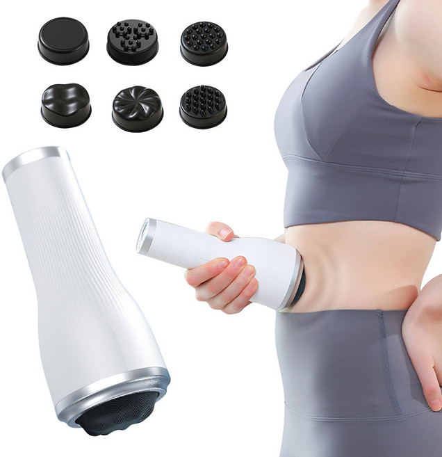 Garrl 바디 마사지기 진동 안마건 무선 괄사 안마기 홈에스테틱 6종 헤드 6단계, 화이트