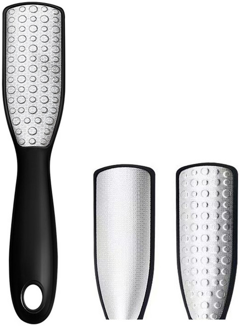 발 각질 제거기 양면 사용 스테인레스 풋케어, 검은색