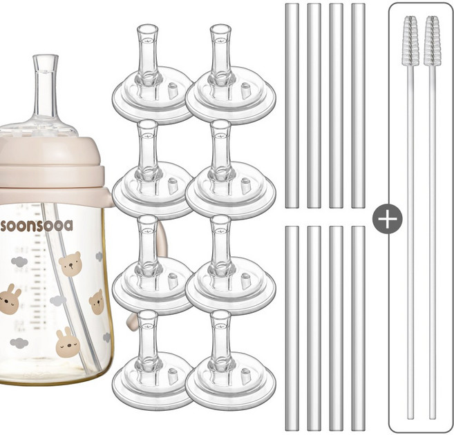 순수아 더블하트 그로미미 2단계 호환 꼭지8+빨대8+솔2 역류방지 타사와이드형 호환, 1개