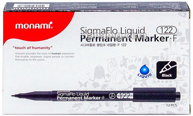 모나미 중간글씨용 생잉크 네임펜F 검정색 12입