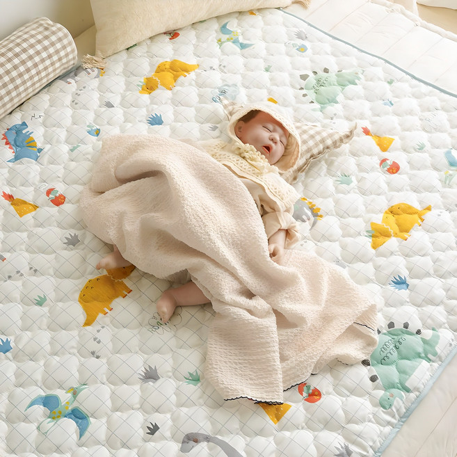 쁘리엘르 유아 다이노 면 누비 방수패드, 다이노 민트, 1개