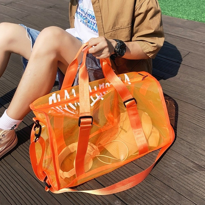 세련된 대용량 젤리 투명 남녀공용 메쉬 수영가방 비치백 13종