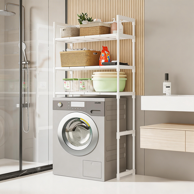NEDYOU 3단 세탁기선반 탄탄하고 견고한 가정용 다용도 건조기 겸용 다용도 선반 수납정리선반 ZW-018, 1개, 화이트