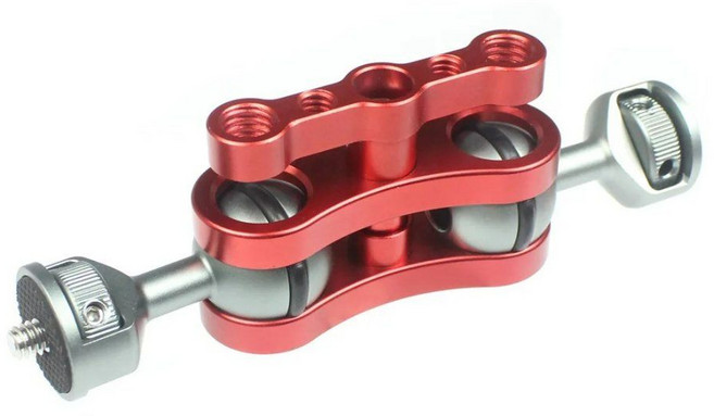 관절형 매직 암 더블 1/4 볼 어댑터 크랩 클램프 3/8 장착 라이트 모니터 카메라 스탠드 브래킷, 1개