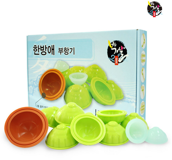 기황산업 왕 부항기 세트 국내제조 실리콘 부항기 원터치 부황기, 1세트