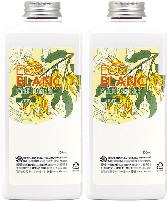 에코블랑 퍼퓸 섬유유연제 일랑일랑, 2개, 500ml