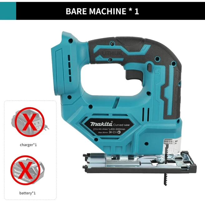마키타 DJV182Z 무선 18V 리튬 배터리 충전식 전기 직소 커브쏘 목공 절단 다기능 톱, 01 No Battery
