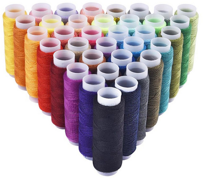 폴리에스터 원사 재봉 실 롤 기계 핸드 자수 각 스풀 가정용 키트용 내구성 39 색 150 계량기, 39 colors with box 2, 1개
