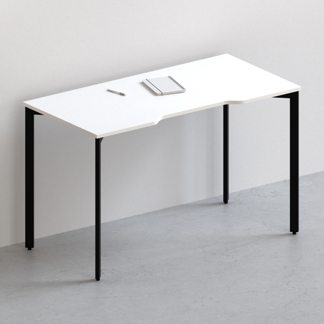 다가구 페르마타 멀티탭 타입 1400 x 800 컴퓨터책상, 아이보리(상판)+블랙(프레임)