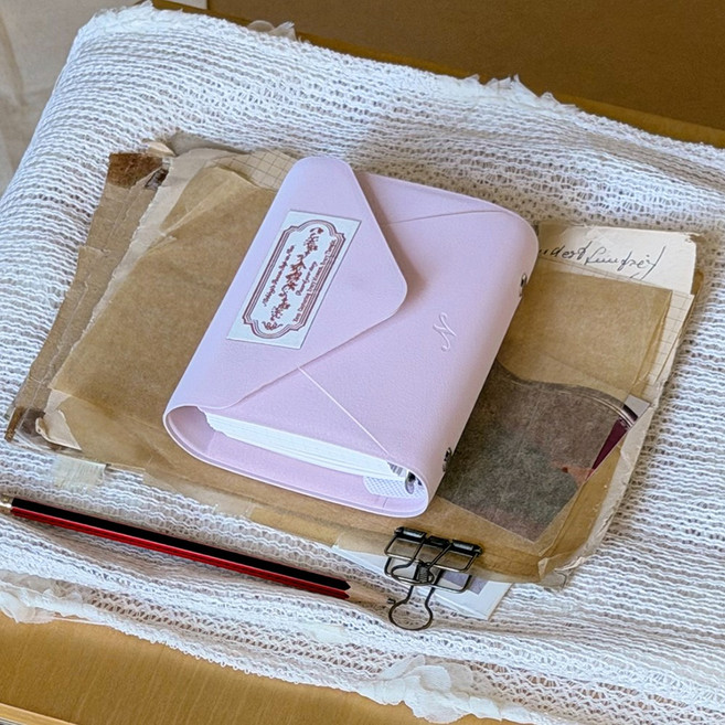 sAmue 3단 접이식 바인더 노트 5공 미니 M5 다이어리, 1개, 라이트 핑크