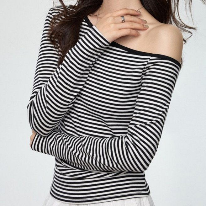 로렌미 밀리 오프숄더 스트라이프 티셔츠 S260303SS-11