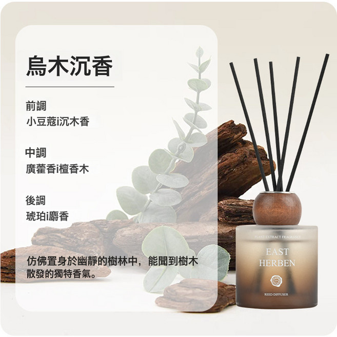 DIU 木質無火香薰精油高級臥室家用室內衛生間除臭持久清香香氛擺件, 烏木沉香:100ml, 1個, 1L