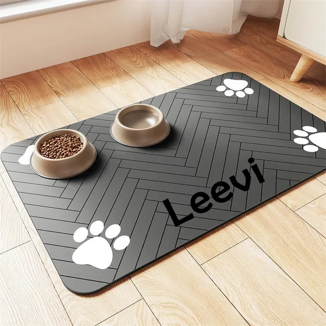 쿠쿠스토어 반려동물 이름이 새겨진 맞춤형 강아지 고양이 식기 매트 미끄럼 방지 바닥 및 물 규조토, 12 Dark Grey 2, 01 30x50cm, 12 Dark Grey 2