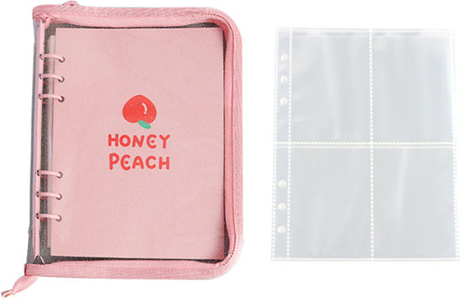 6공 포카 바인더 + A5 4칸 양면 속지 30장 포함 포토 카드 앨범 콜렉트북 사진 포켓 홀더 콜북 사진첩 다이어리 홀더북 포카북 카드북 포토북, R99910P, 1개, 핑크