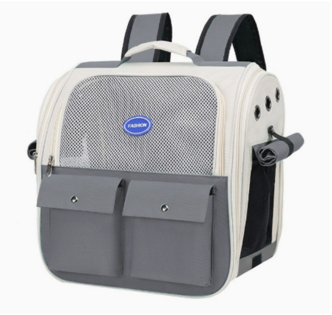 반려동물 백팩 강아지 3면통풍 이동가방 고양이 이동장, 1개, 그레이