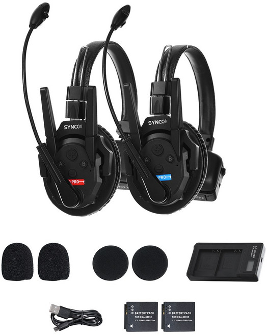 SYNCO XTALK XPRO 무선 인터컴 헤드셋 시스템2.4GHz 1640피트/500m 장거리 실시간 모니터링 통신 헤드셋(라이브 쇼 무대 공연 영화 촬영용), XPro2/2 PCS