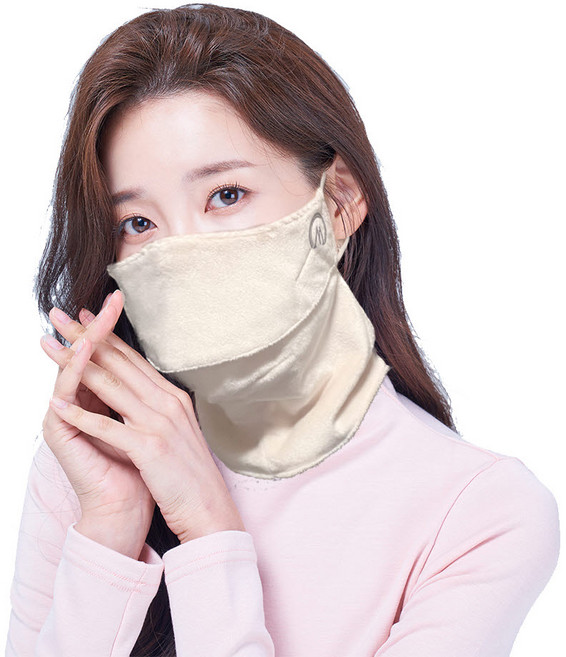 미소스 벨보아 넥워머 방한 골프마스크 여성용, 베이지, 1개