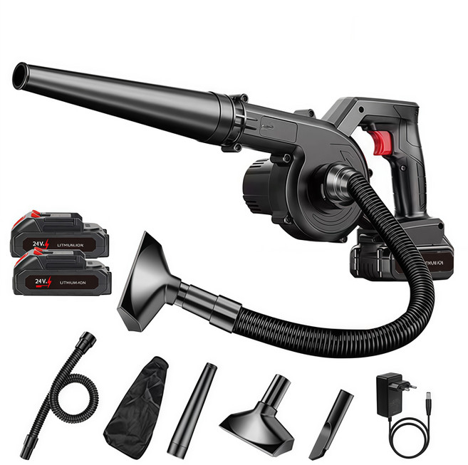 린보 휴대용 무선 초강력 송풍기 전동 충전 세차 낙엽 눈청소기, 1개, 본품 + 배터리2개이상