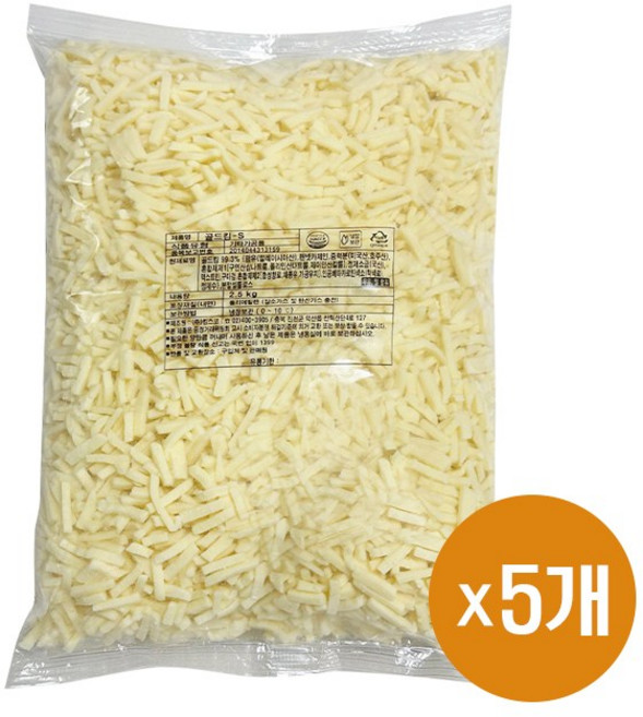 킹스코 골드킹-S 피자치즈 가공치즈, 2.5kg, 5개