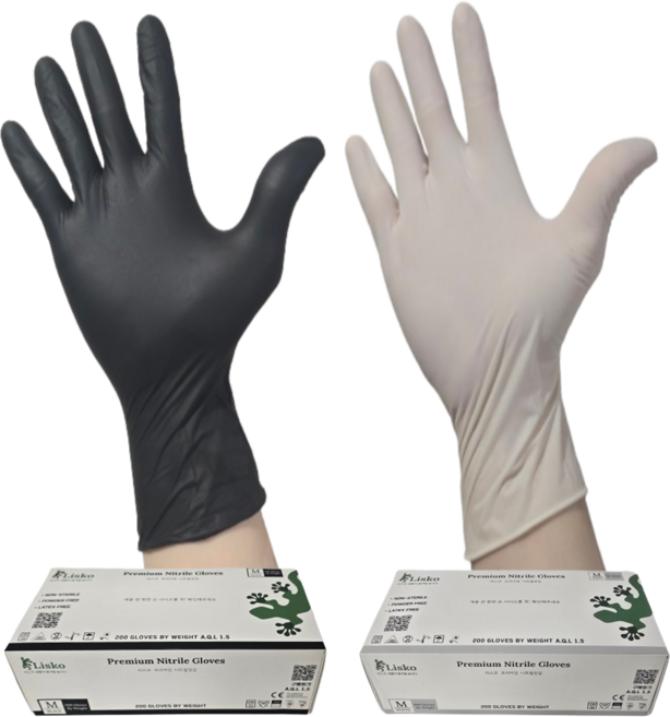리스코 식품용 니트릴장갑 라텍스 요리용 두꺼운 파우더프리 청소용 200매, 화이트, L, 1개