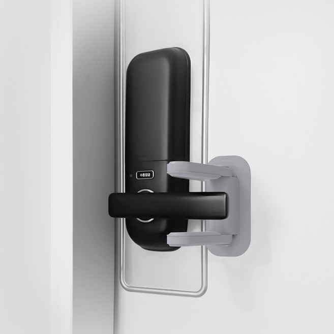 모락 현관문 안전고리 이중장금 문손잡이 안전잠금장치 그레이, 1개