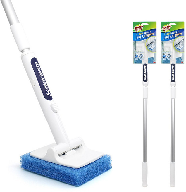 3M올인원 욕실청소 크린스틱 롱핸들1 리필1/ 길이조절, 2개