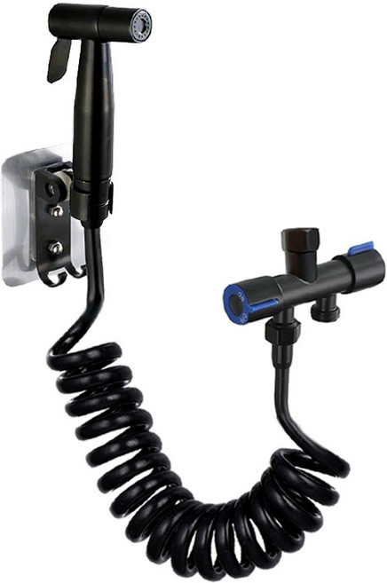 보라 욕실 샤워건 블랙 +3M호스+부착거치대+밸브, 1세트