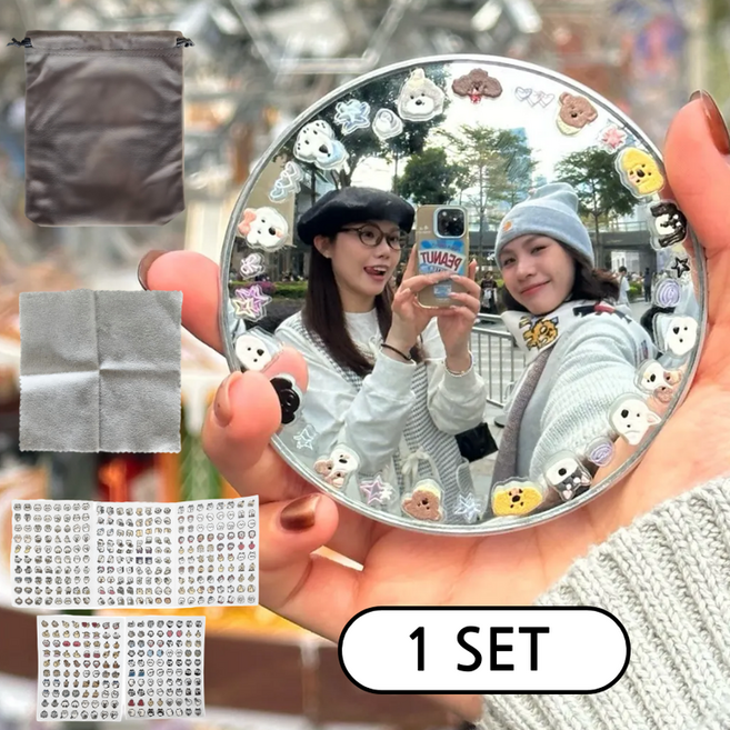 홈스데일리 여행용 셀카 미니 볼록 거울 세트, 1개, 실버 9.5cm