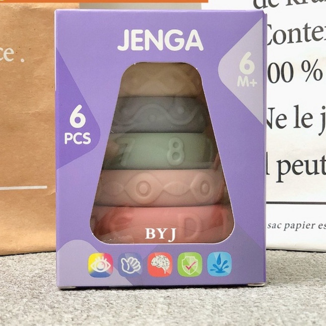 小甜餅軟膠彩虹圈 六層疊疊樂 (高12公分) 捏捏叫 甜餅 早教認知 兒童玩具, 1個, 彩盒微凹（已折扣、商品完整、自用可選）