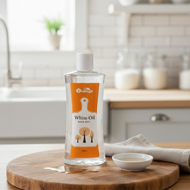 오렌지 화이트오일(미네랄오일) 500mL 원목도마관리 엔드그레인도마 라탄 원목가구오일, 1개
