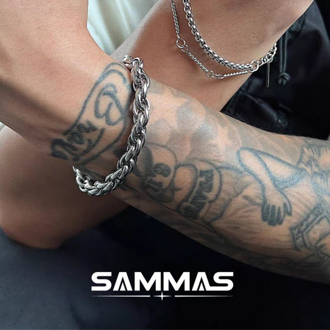 SAMMAS手鏈 復古手工編織麻花鈦鋼手錬 個性百搭316L醫療鋼手飾