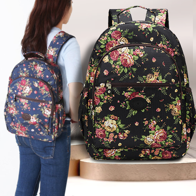 서우리몰 엄마 여성 중년 할머니 꽃무늬 화려한 가벼운 어깨 쿠션 편한 캐주얼 여행용 나들이 외출 백팩 배낭 가방