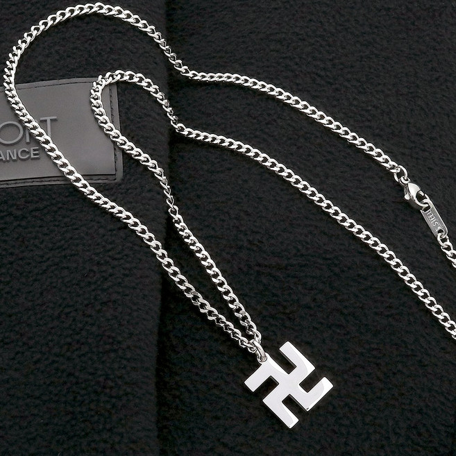 [슈가스톤] 심플 만자 써지컬스틸 메탈체인 남자목걸이 불교목걸이