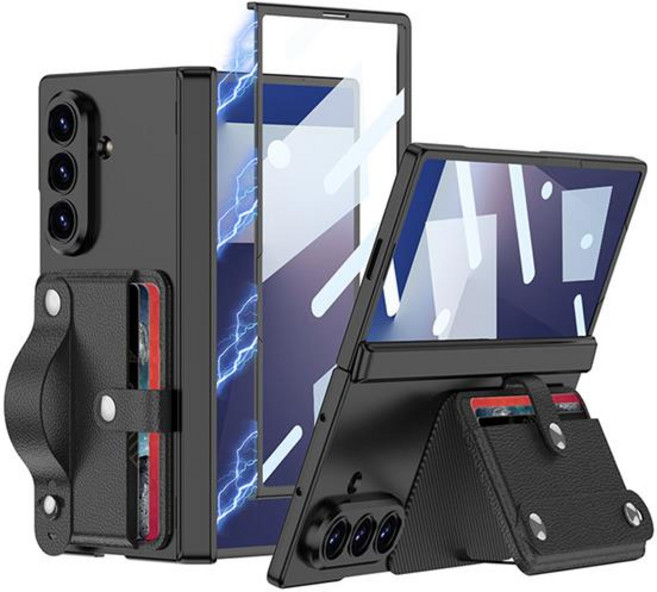 갤럭시 Z폴드7 슬림 힌지 보호 카드 홀더 지갑 가죽 스트랩 강화 액정 풀커버 핸드폰 지폴드 제트폴드 폴더 케이스