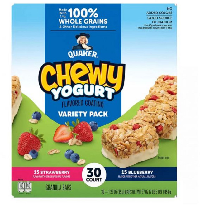 Quaker 그래놀라 퀘이커 츄이 요거트 바 다양팩 30개입, Quaker 그래놀라 퀘이커 츄이 요거트 바 다양팩 3, 1개