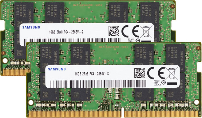 32GB 2x16GB DDR4 2666MHz PC4-21300 PC4-2666V CL19 SODIMM 2Rx8 듀얼 랭크 1.2V 260핀 노트북 RAM 메모리